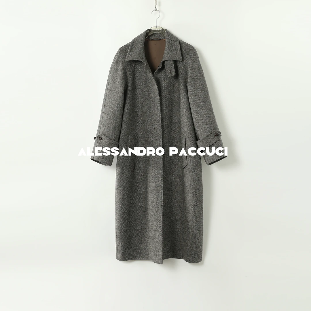 AP洛哥44016DY【黑标系列】葡萄牙FITECOM绵羊毛翻领精工直身大衣秋