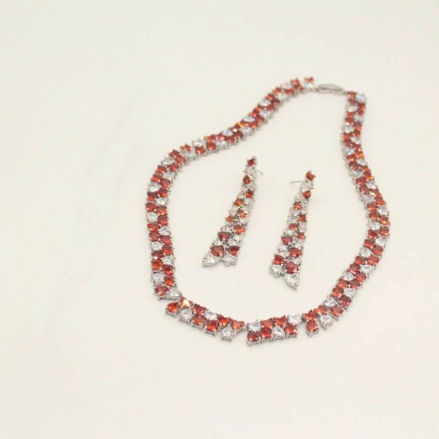 P003 落日余晖红色项链套装