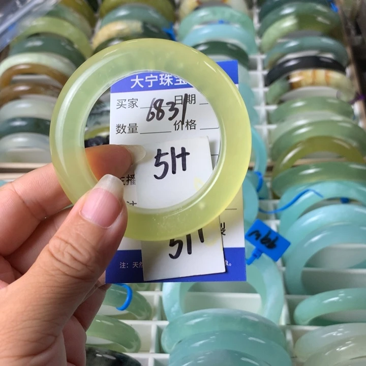足银镀金镶嵌蛇纹石玉手镯6831