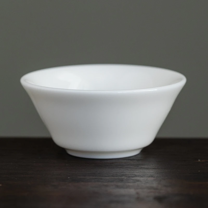 高温润白瓷茶碗杯纯白茶杯功夫品茗杯陶瓷家用喝茶杯白瓷log定制