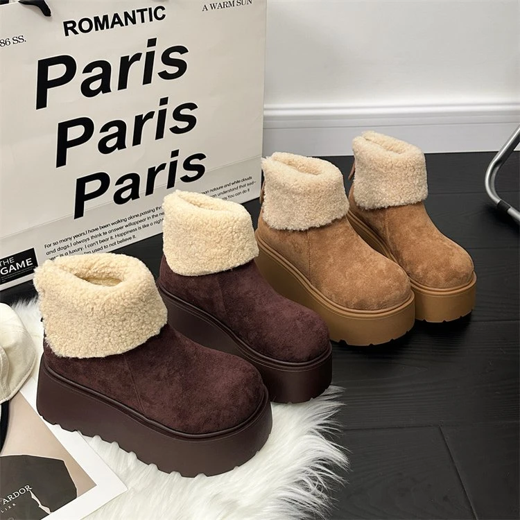 2025新款时尚芒果头厚底小个子防滑保暖舒适休闲百搭女款棉鞋通G