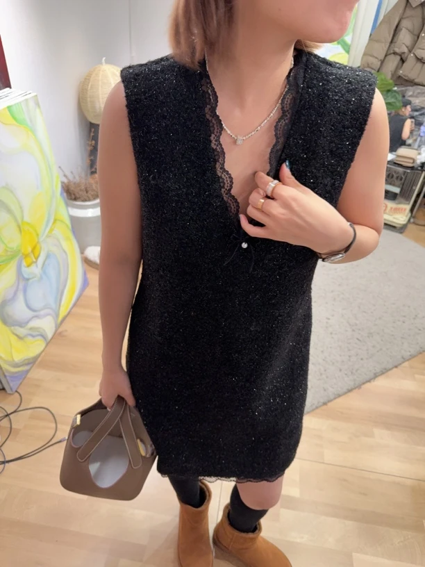 夏季时尚小香风冬季针织网红中腰长款连衣裙