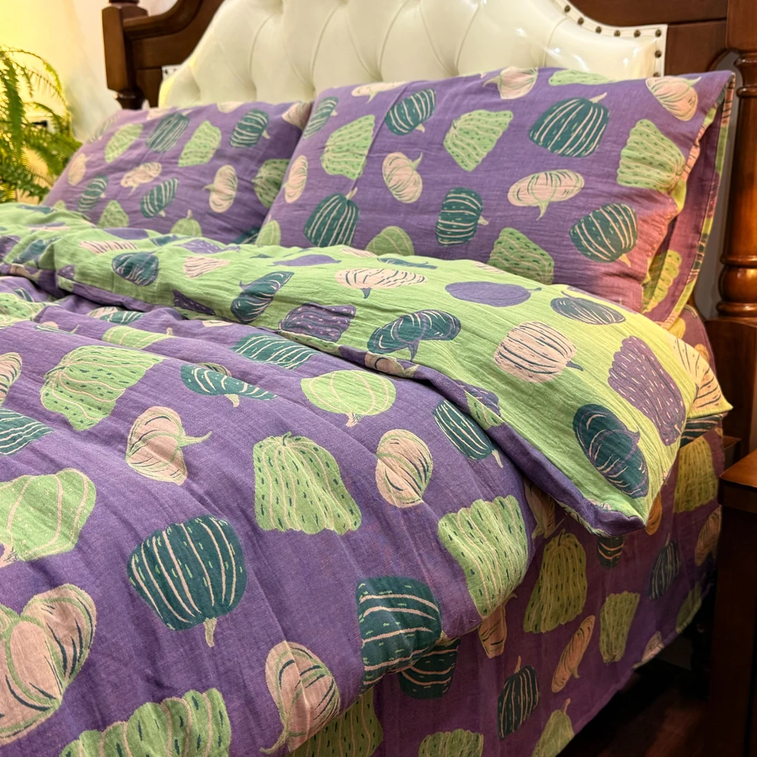 【弘雪】四件套新粉福利全棉双层纱色织提花A类母婴清仓款高级特色