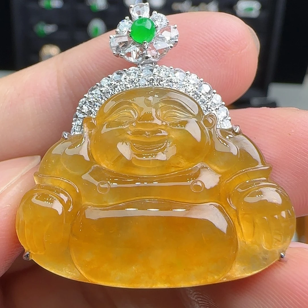 翡翠18K金镶嵌颈饰天然翡翠