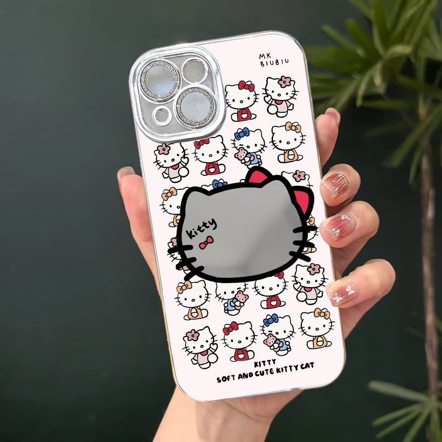 【店铺热销】凯蒂猫个性镜面手机壳适用苹果oppo华为vivo防摔