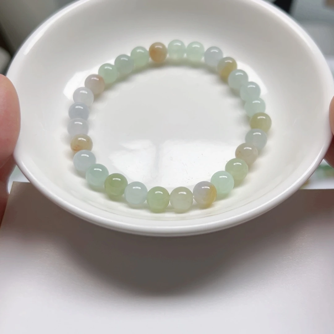 散珠翡翠少*纯天然缅甸翡翠A货卡7，26颗分4单