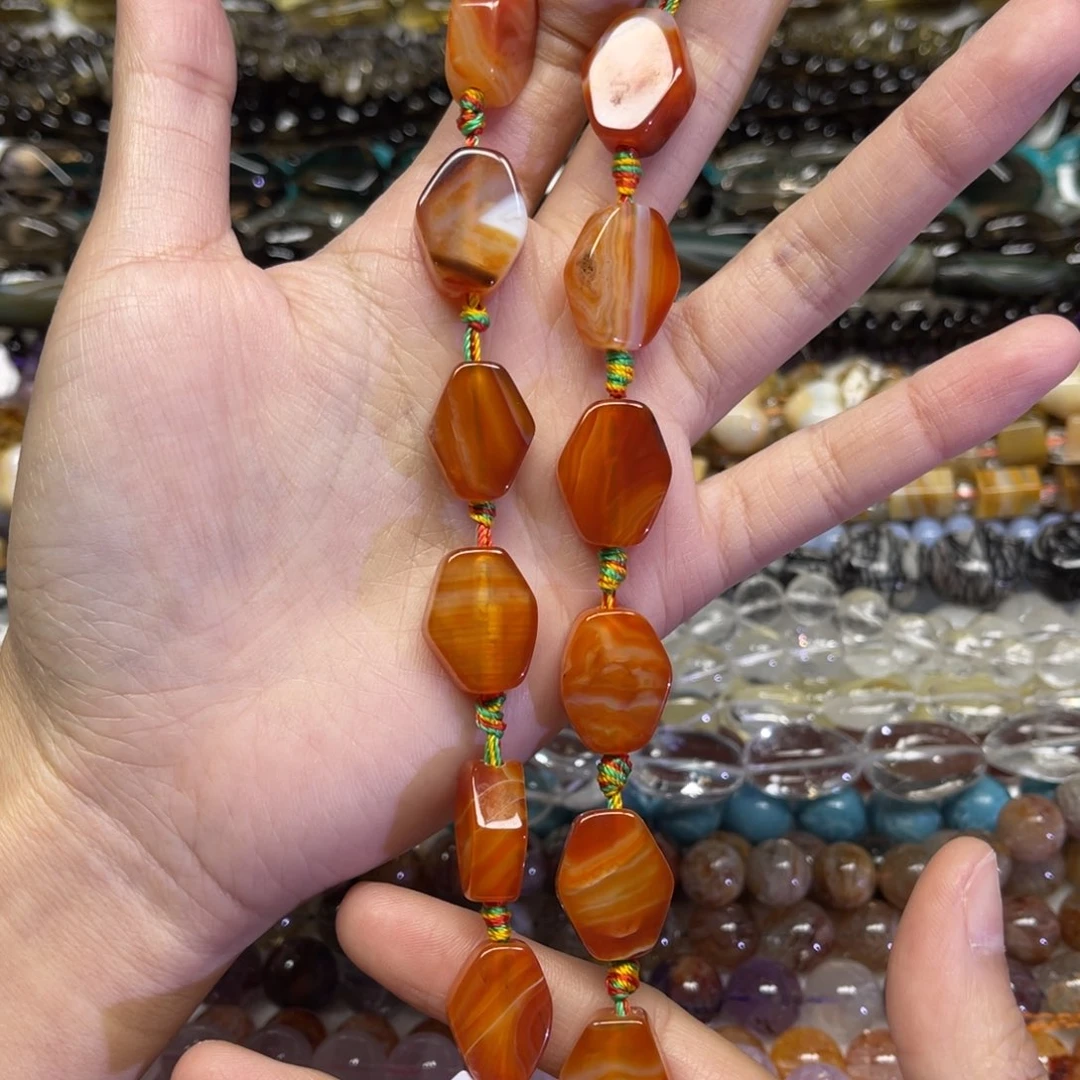 玛瑙/玉髓散珠天然蚕丝玛瑙卡14.3✖️18.5长条38厘米