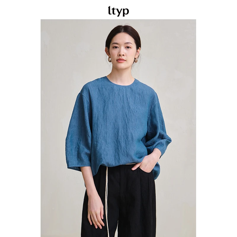 ltyp 3.1 21支进口色织精梳麻大廓感小衫 百搭W156251149