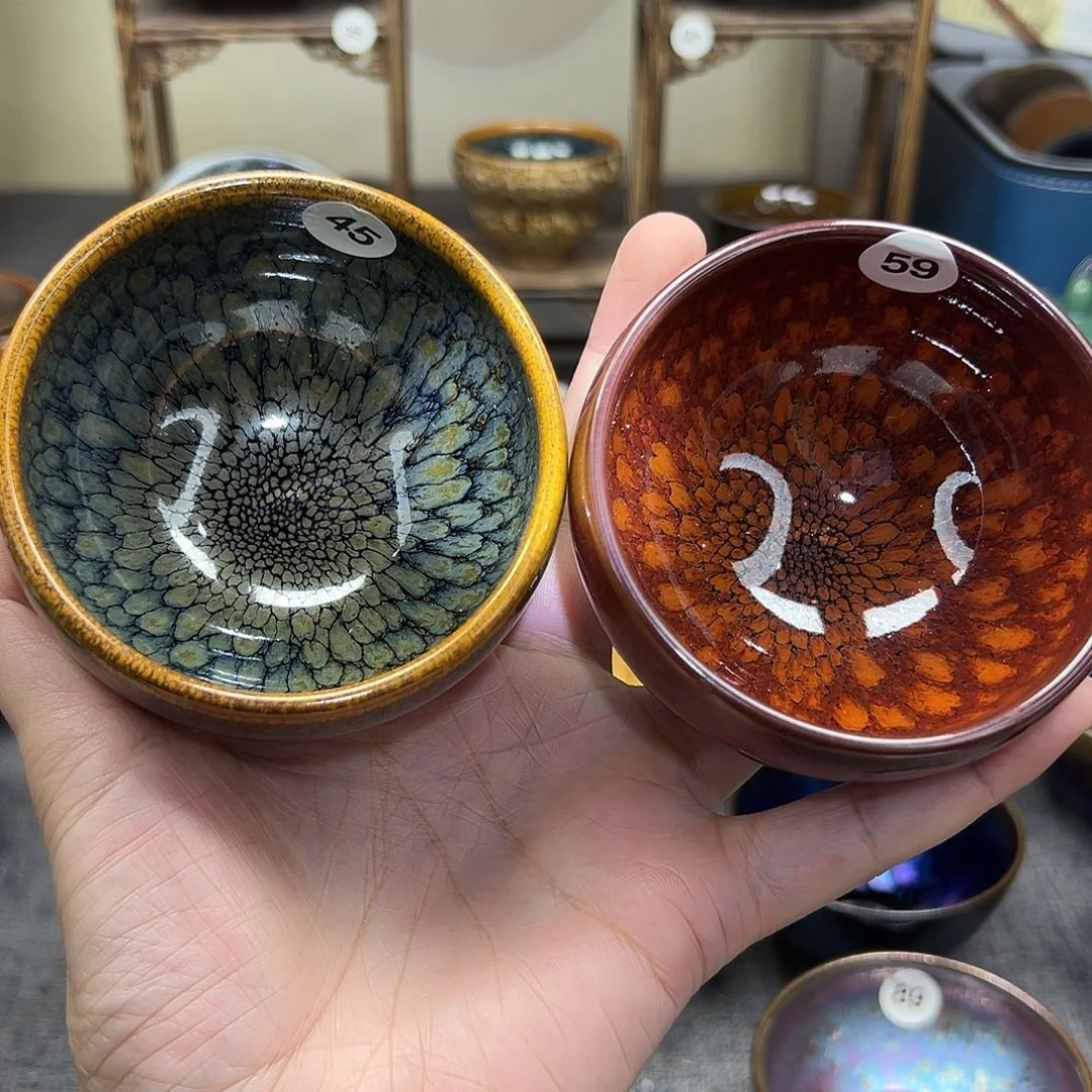 茶盏鹧鸪对杯波体手工