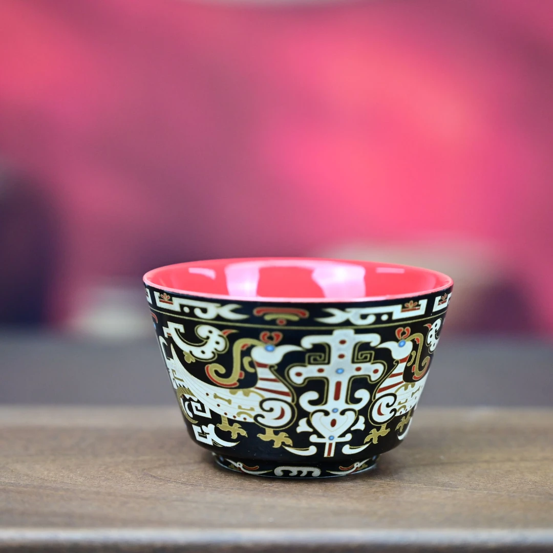 1S金银错青铜鸾凤杯主人杯   A67