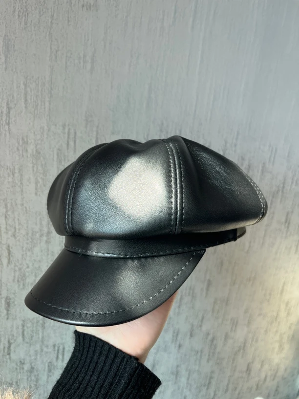 新款羊皮八角帽鸭舌帽
