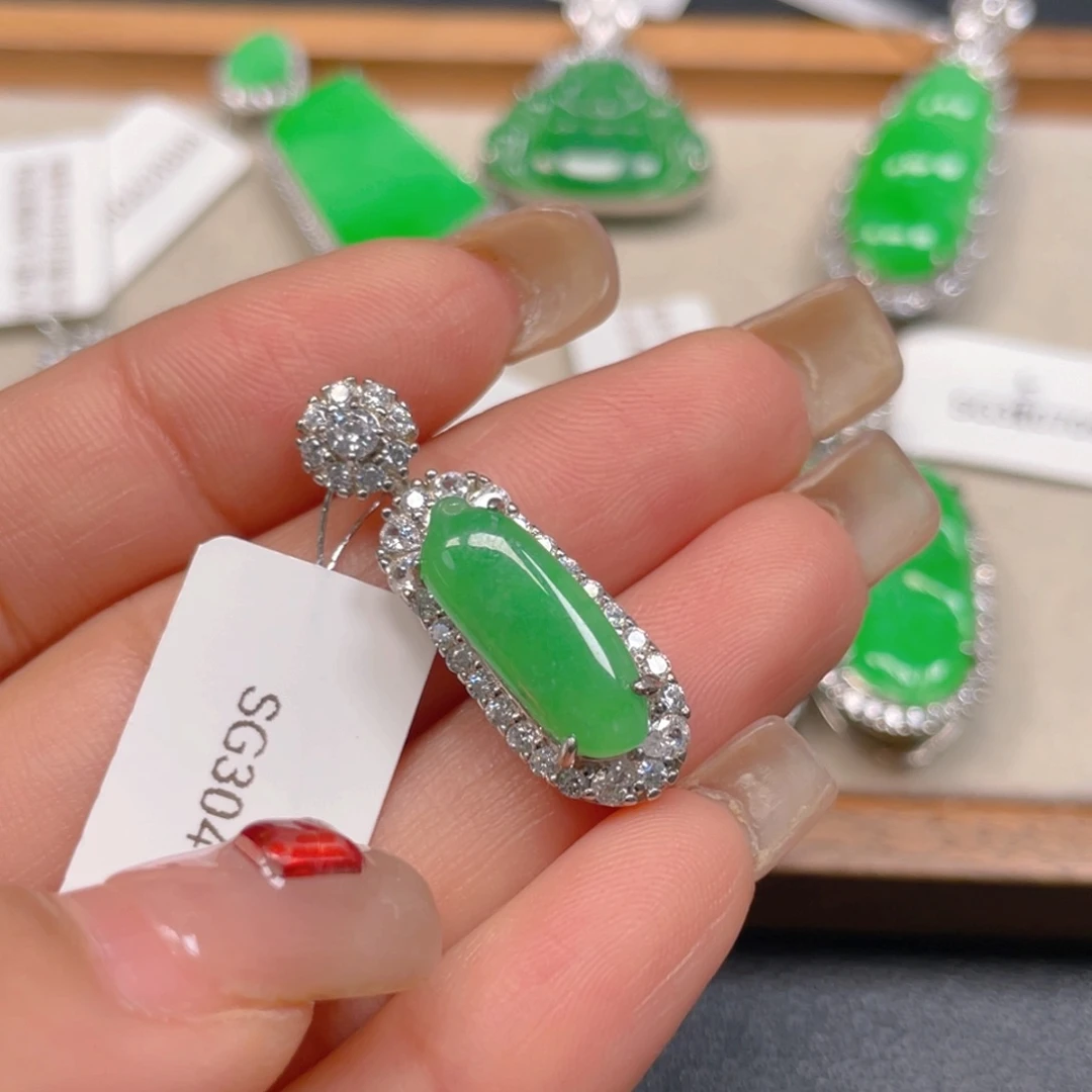 翡翠银S925镶嵌吊坠(不含链)