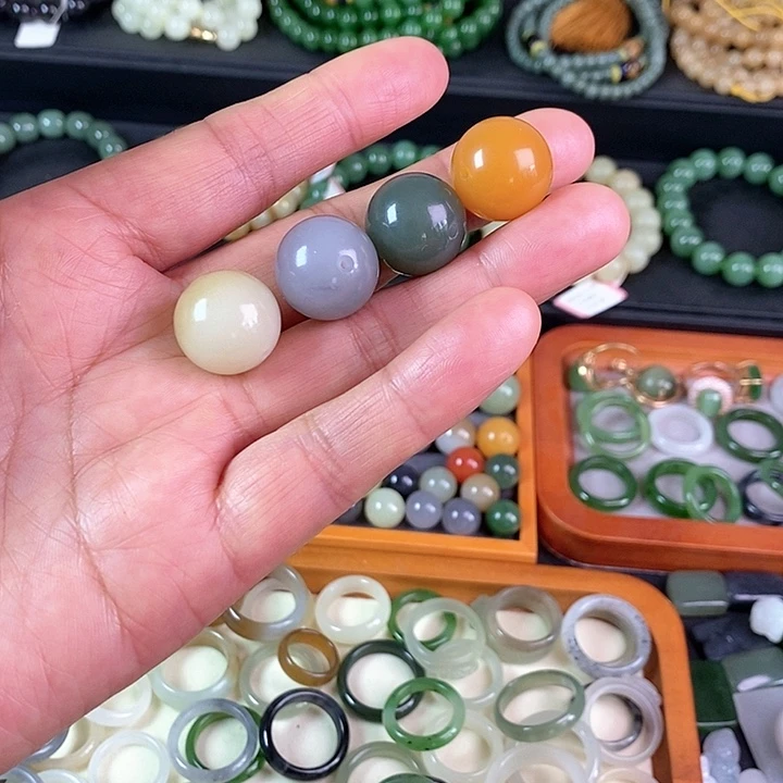 和田玉单珠未镶嵌洋*海