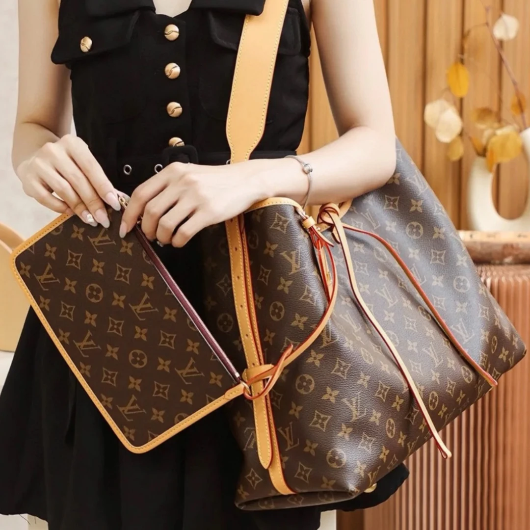 95新 LouisVuitton/路易威登 Lv ￼carryall中号老花子母购物袋