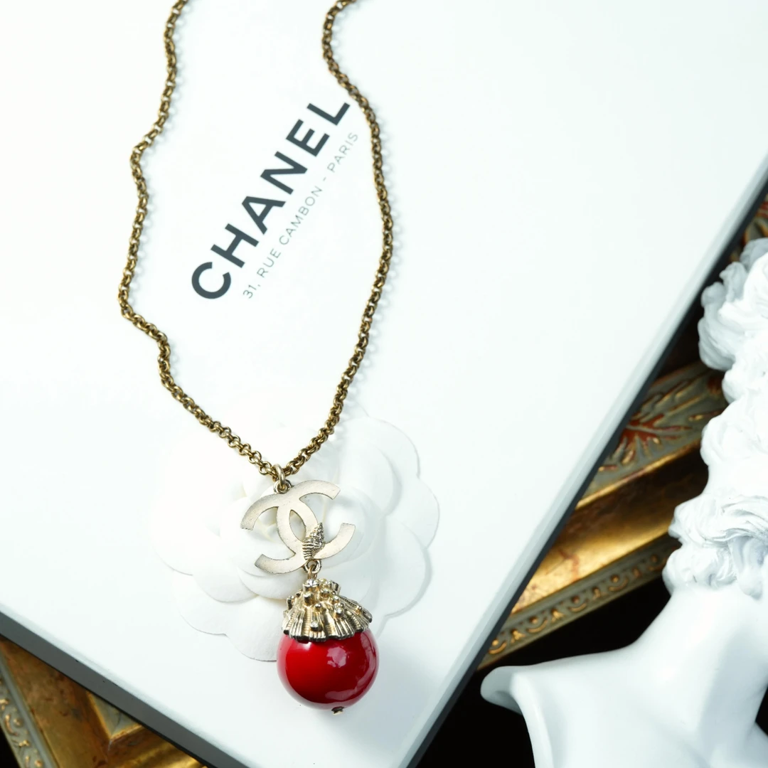 95新 Chanel/香奈儿 柚礼中古/香奈儿猫头鹰红球项链LZ505070
