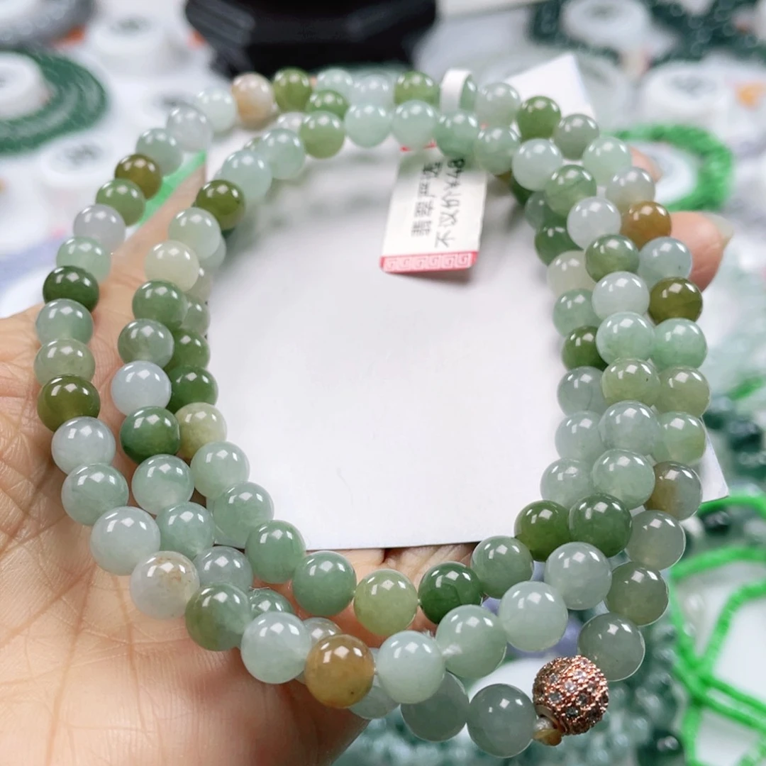 翡翠戒指未镶嵌天然翡翠项链7mm