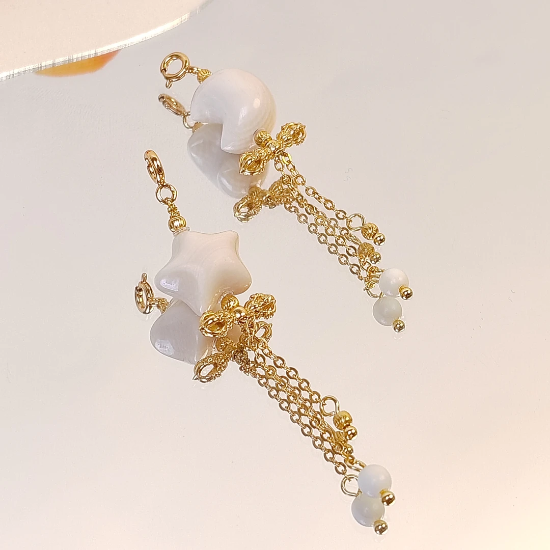 天然猛犸牙星月吊坠