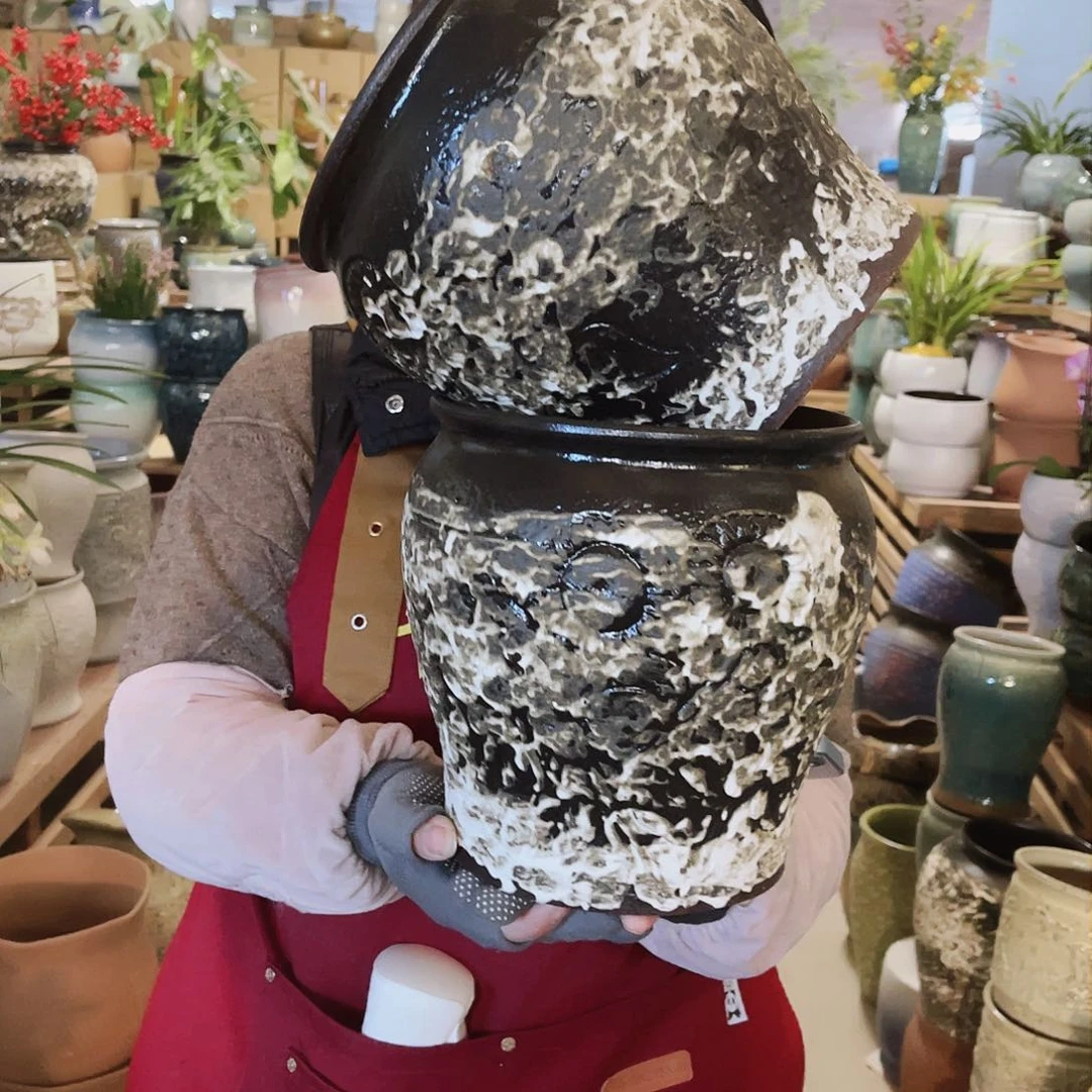 紫砂花盆高度21口径19