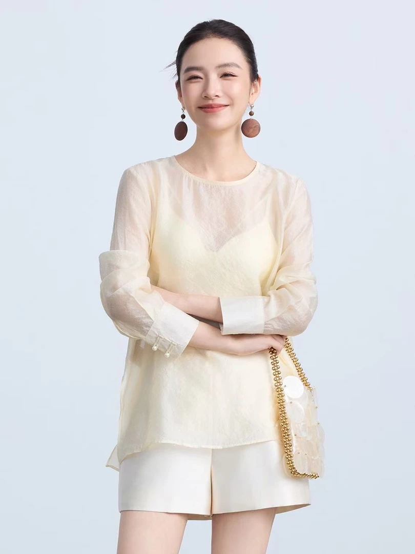 鑫燃KIKI 简约百搭纯色高级感上衣 6161 ZHT