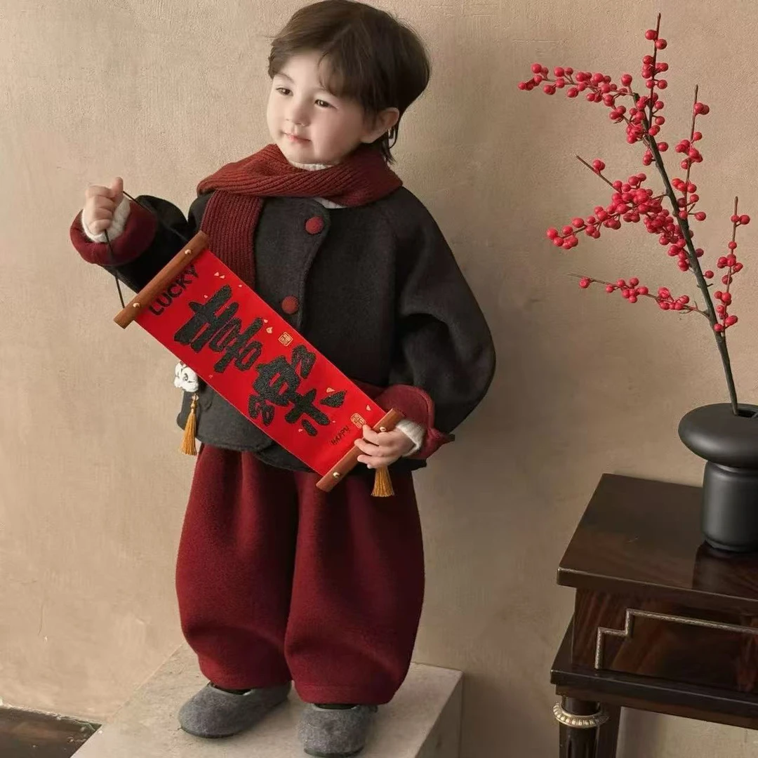 冬季新款加厚保暖国风拜年服套装