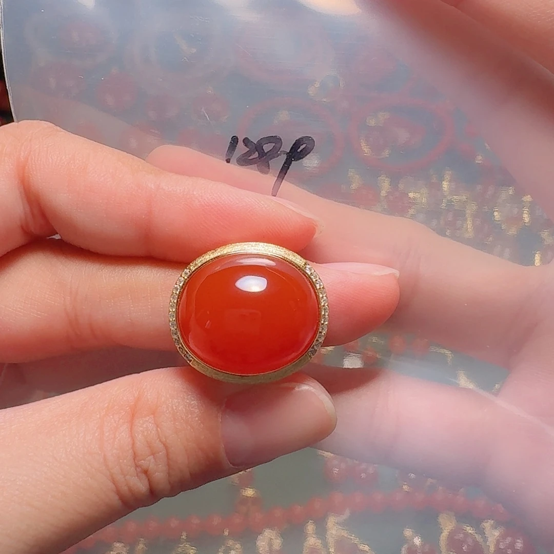 南红玛瑙银S925镶嵌戒指