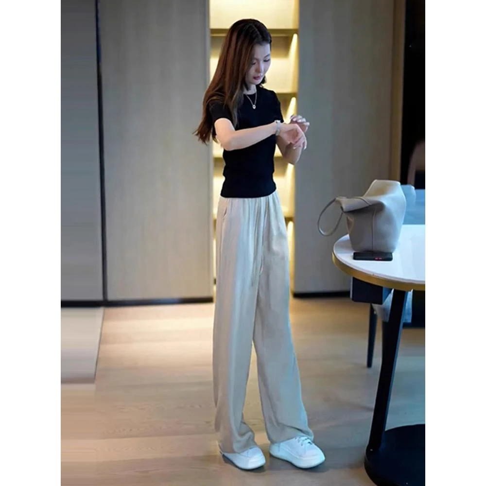 夏季穿搭一整套时尚2025新款洋气减龄休闲阔腿裤小个子两件套装女