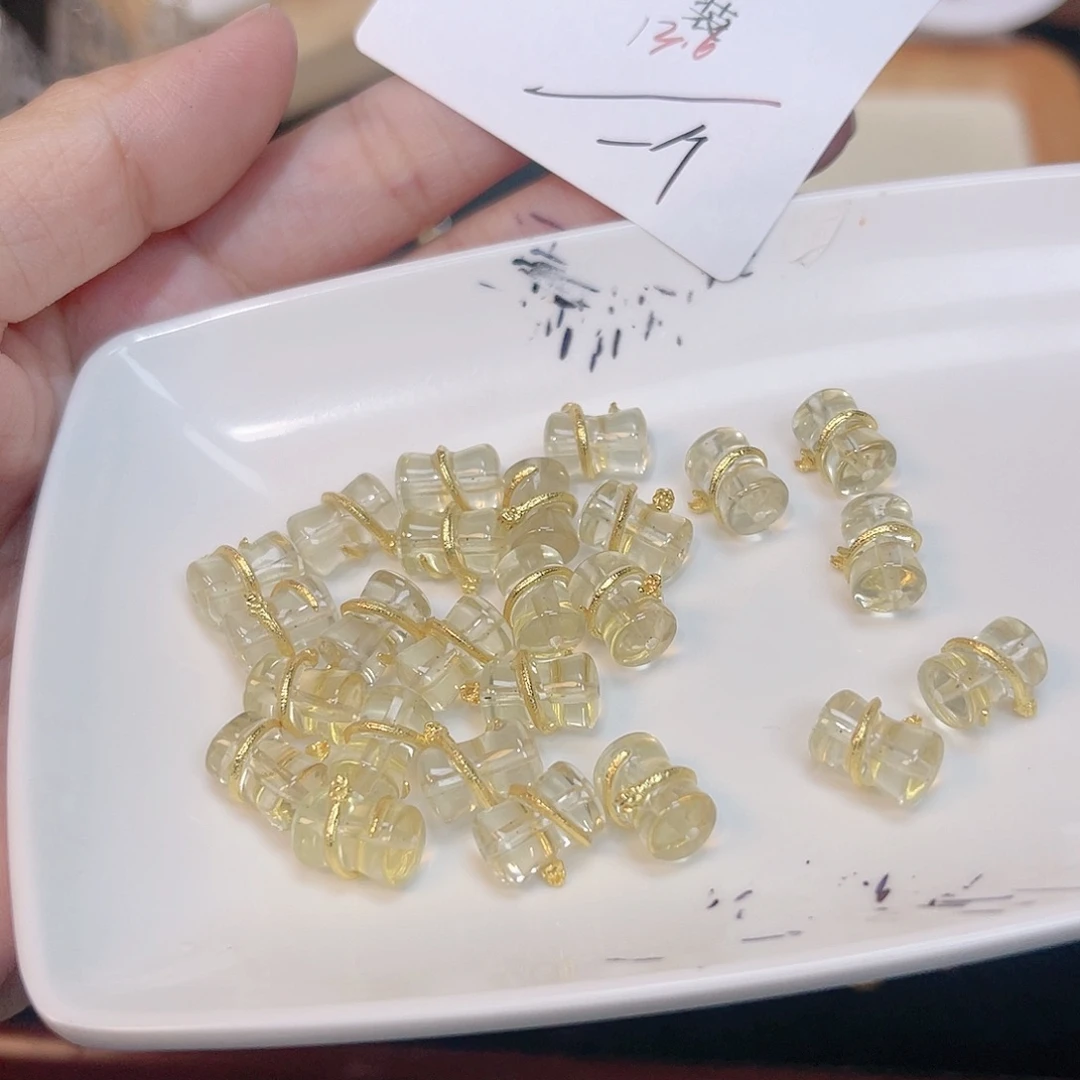 黄晶珠宝半成品银S925镀金镶嵌63