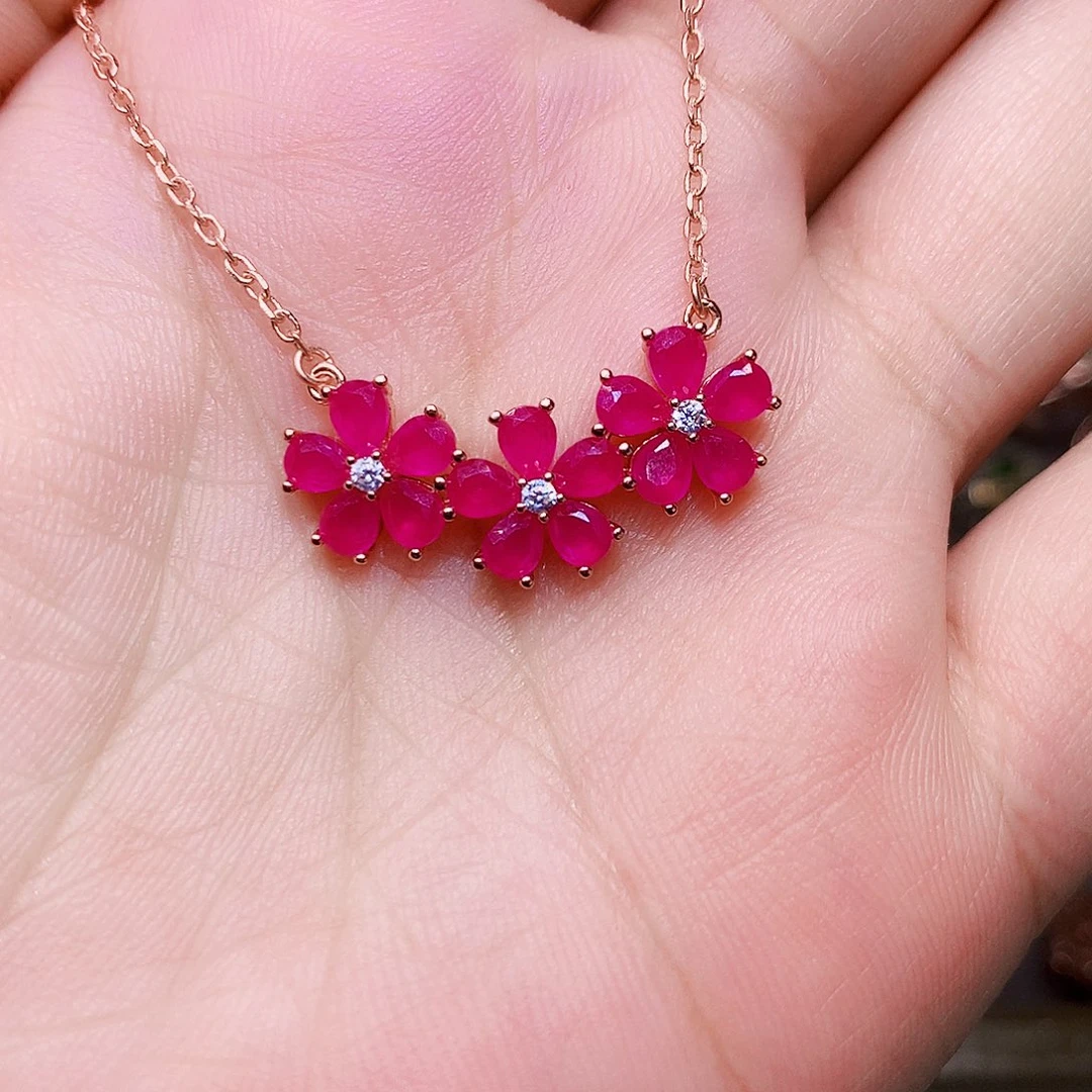 颈饰银S925镶嵌红宝石