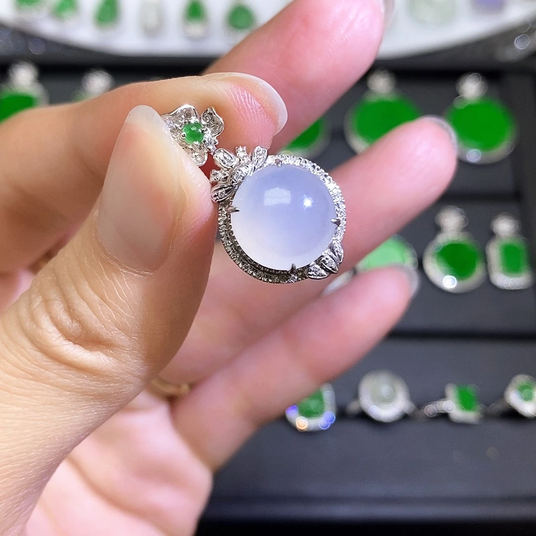 翡翠18K金镶嵌吊坠(不含链)