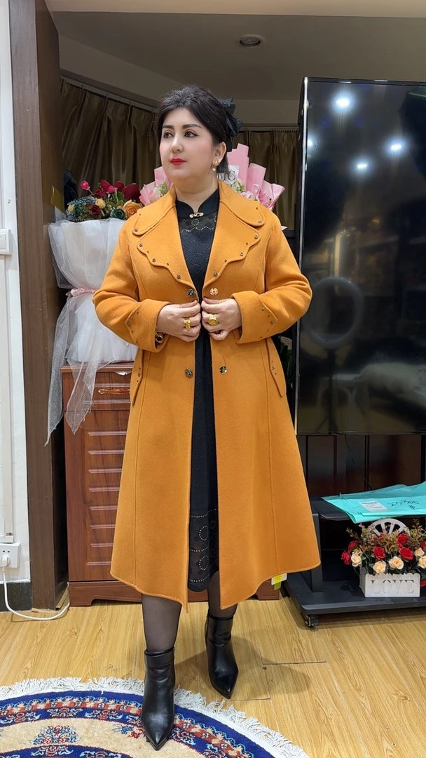 【MeiLiTan】高档洋气大衣女中长款冬季修身外套