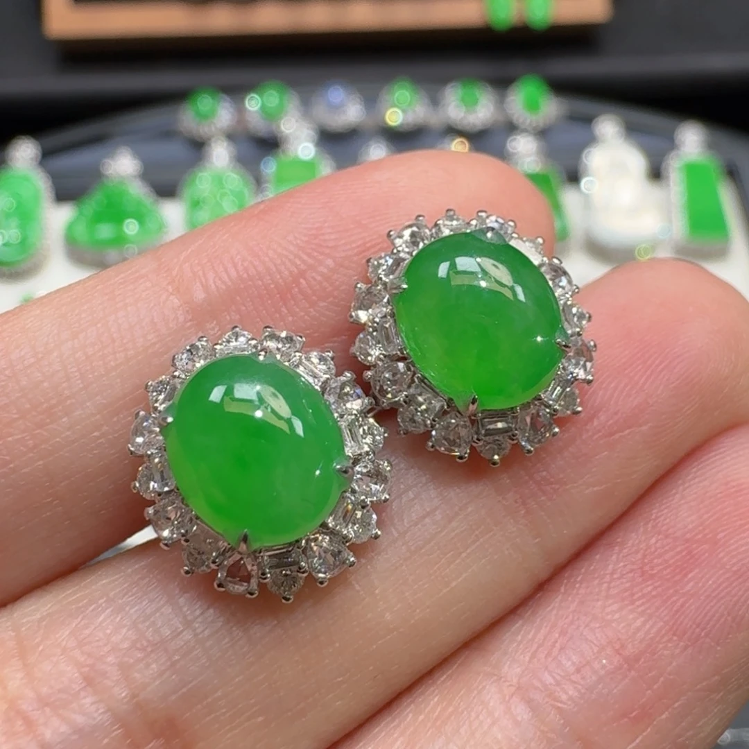 翡翠18K金镶嵌耳饰48小时鉴赏期