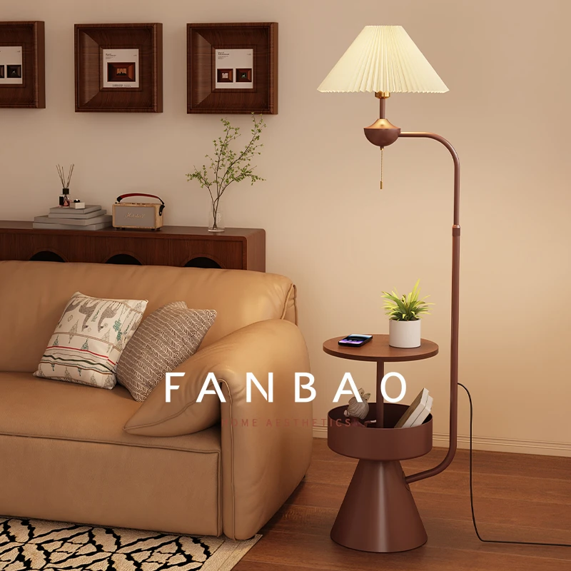 双层实木置物百褶创意茶几落地云灯客厅床头沙发边氛围卧室落地灯