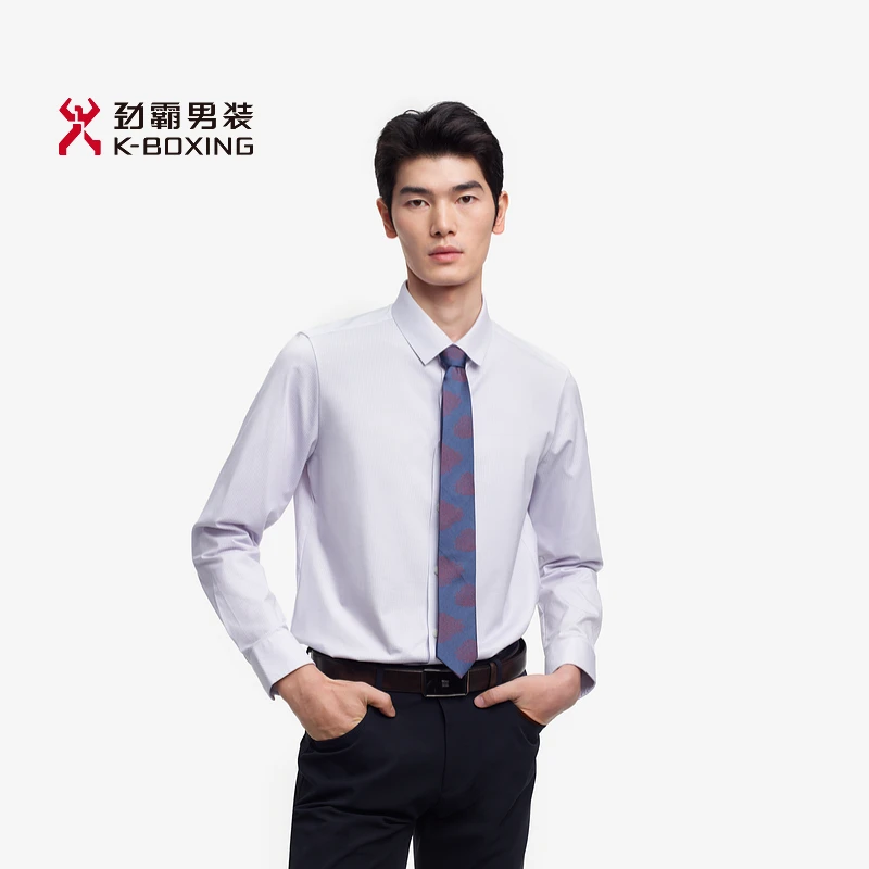 劲霸男装春夏男士柔软经典小格纹长袖衬衫商务衬衣┃BCBE1319