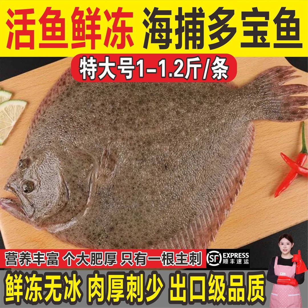 免处理【三去多宝鱼】新鲜比目鱼大菱鲆野生海鱼鲜活冷冻海鲜水产