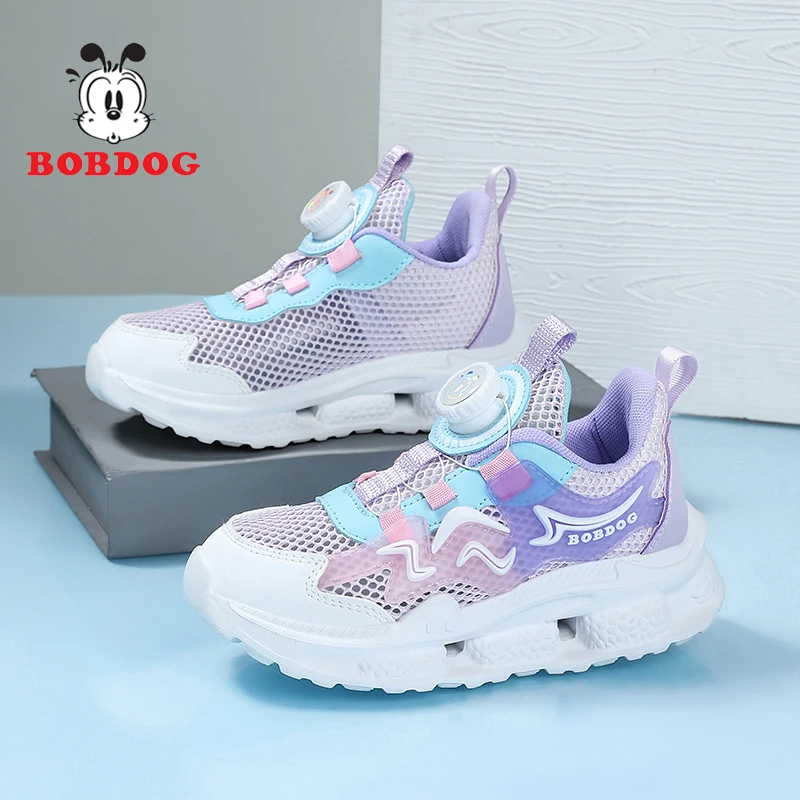 巴布豆女童运动鞋夏季2025新款小女孩网鞋单网透气镂空儿童跑步鞋