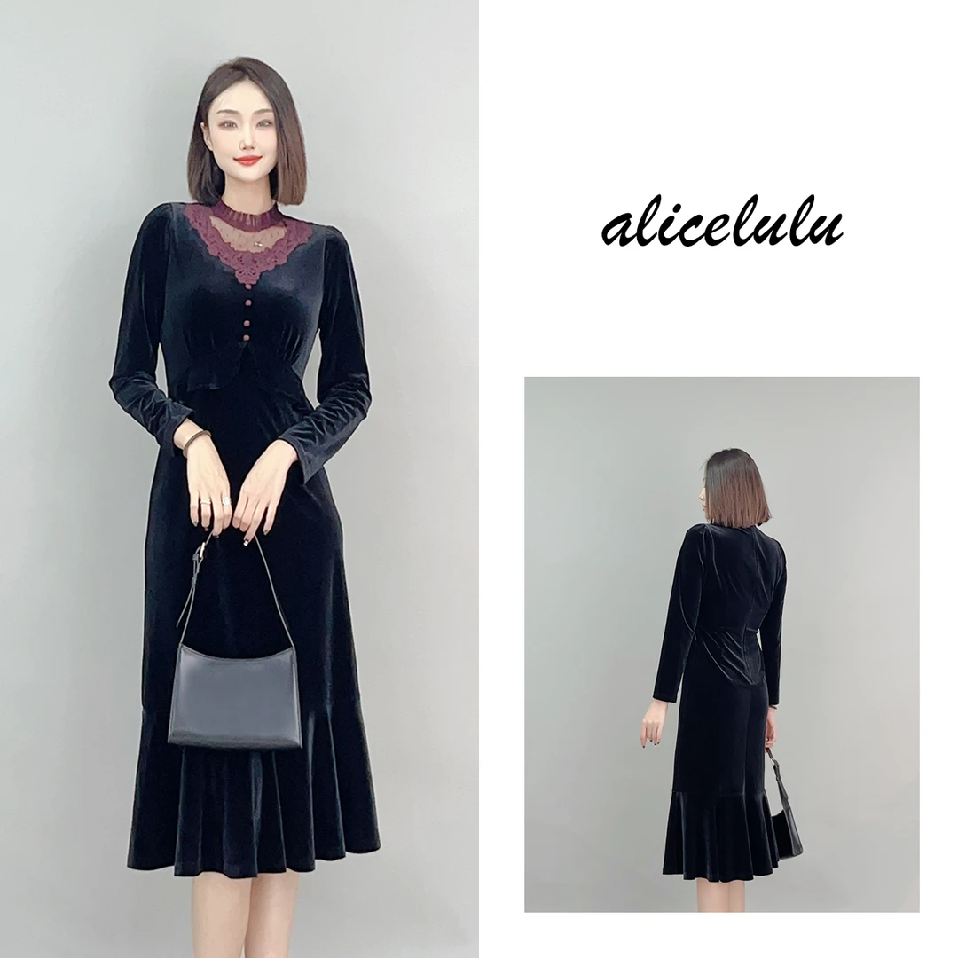 1 ALICE “公爵夫人”连衣裙 华美丝绒 典雅蕾丝 S2140886J