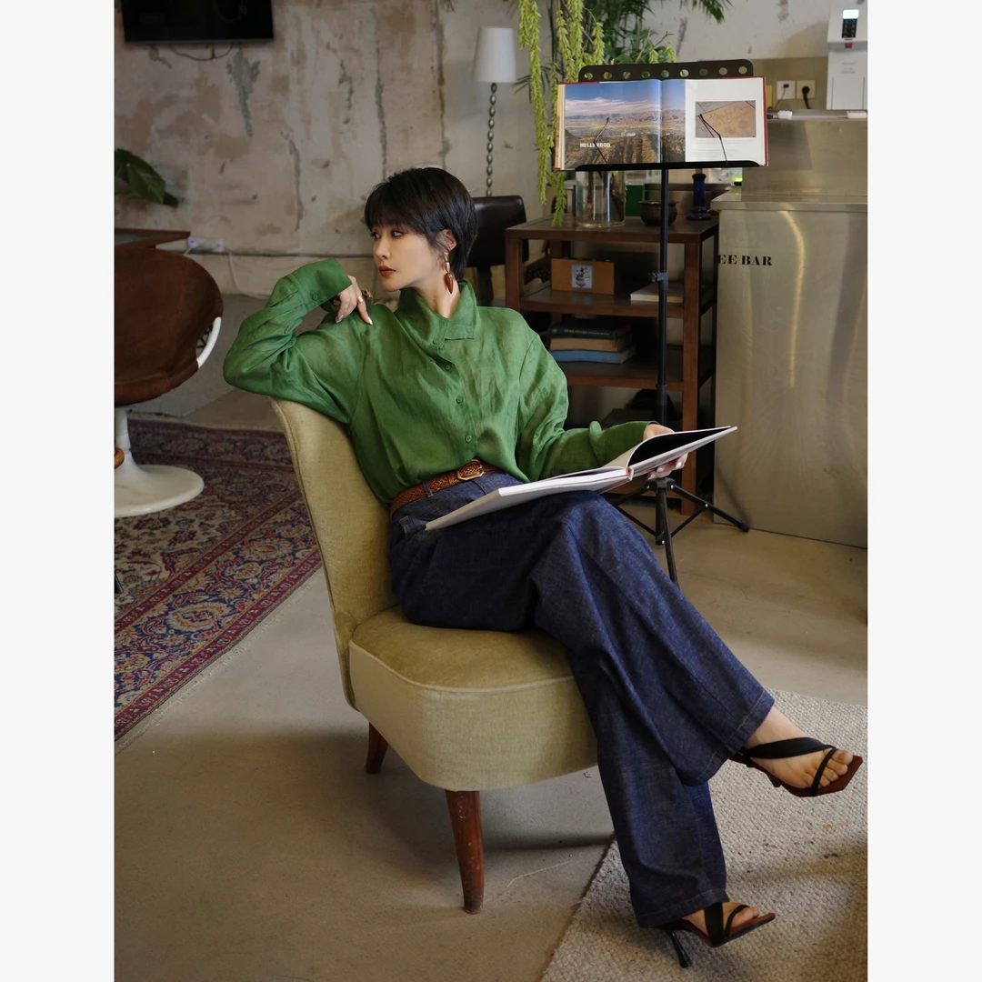 【自在乌托邦】文艺分子入双领型苎麻超薄老钱风休闲防晒衬衫（裱里）