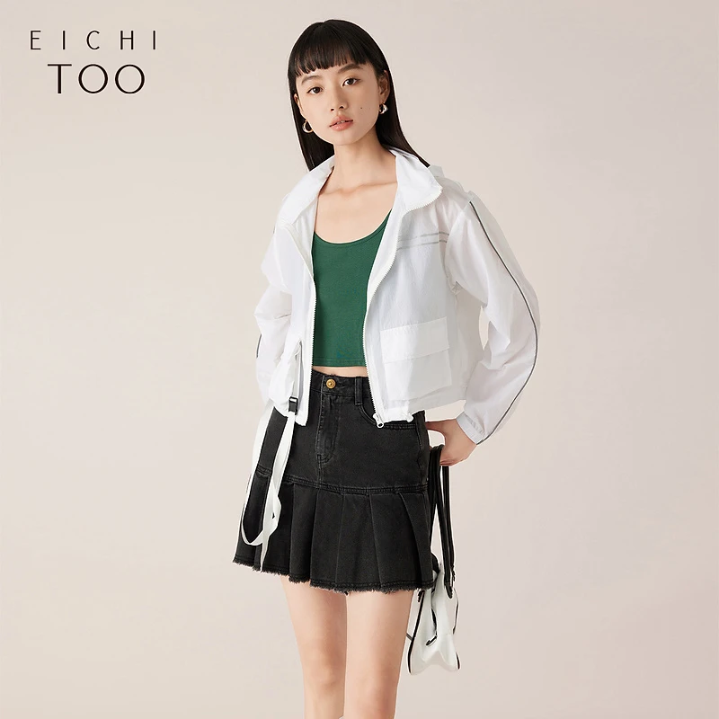 【达人专属】爱居兔毛边设计感水洗牛仔单裙半身裙EQDNJ2N001A