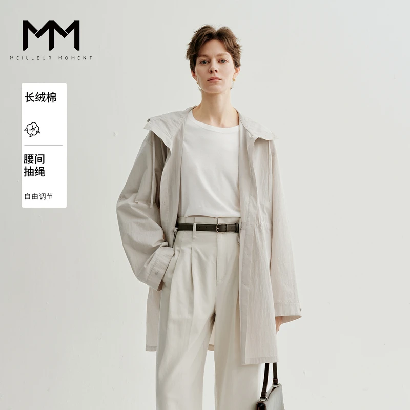 MM麦檬商场款连帽抽绳休闲风衣外套秋新品5G3110412