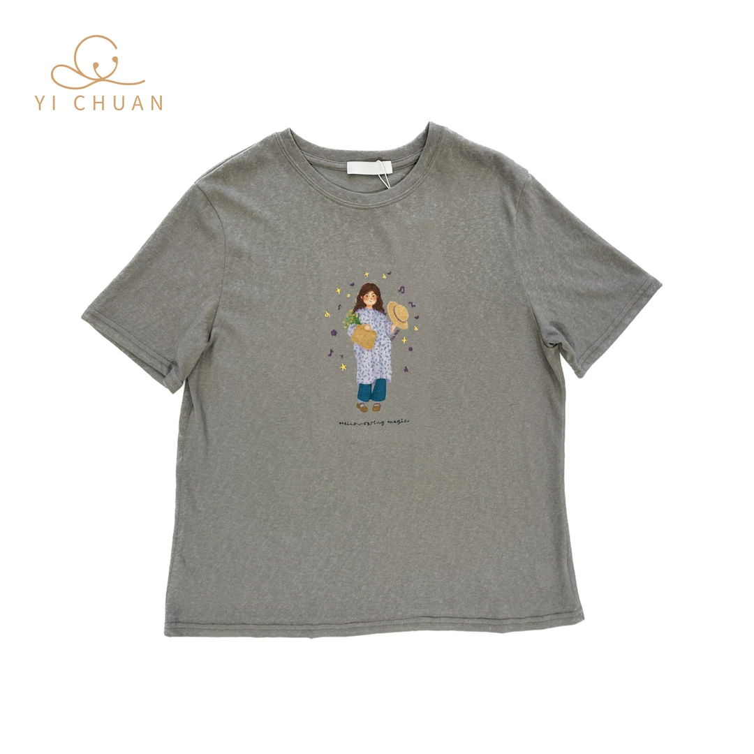 春夏女装T恤童趣印花时尚潮流休闲百搭舒适小众设计感