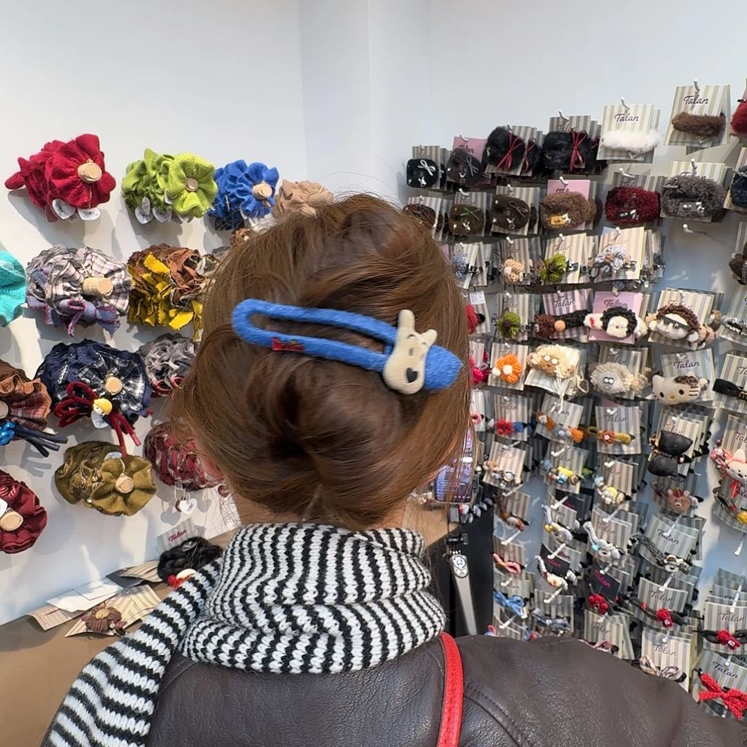 安***酱布艺铁合金小狗懒人夹蓝色