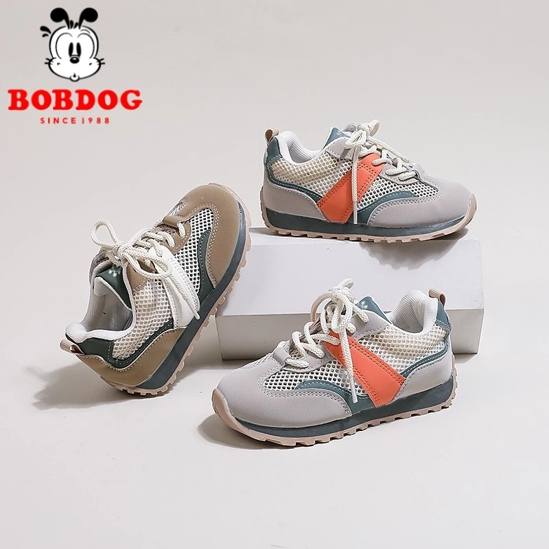 Bobdog/巴布豆2025年新款网面透气阿甘鞋软底百搭中大童小学鞋子