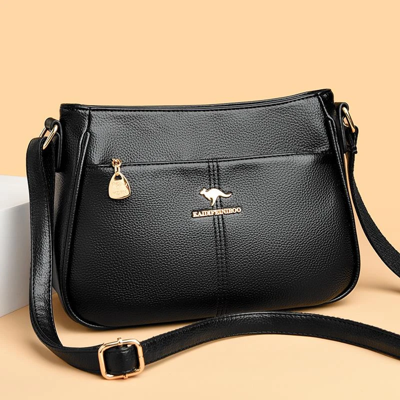 袋鼠中年妈妈包包女2025新款简约时尚女士单肩斜挎包真皮洋气小包