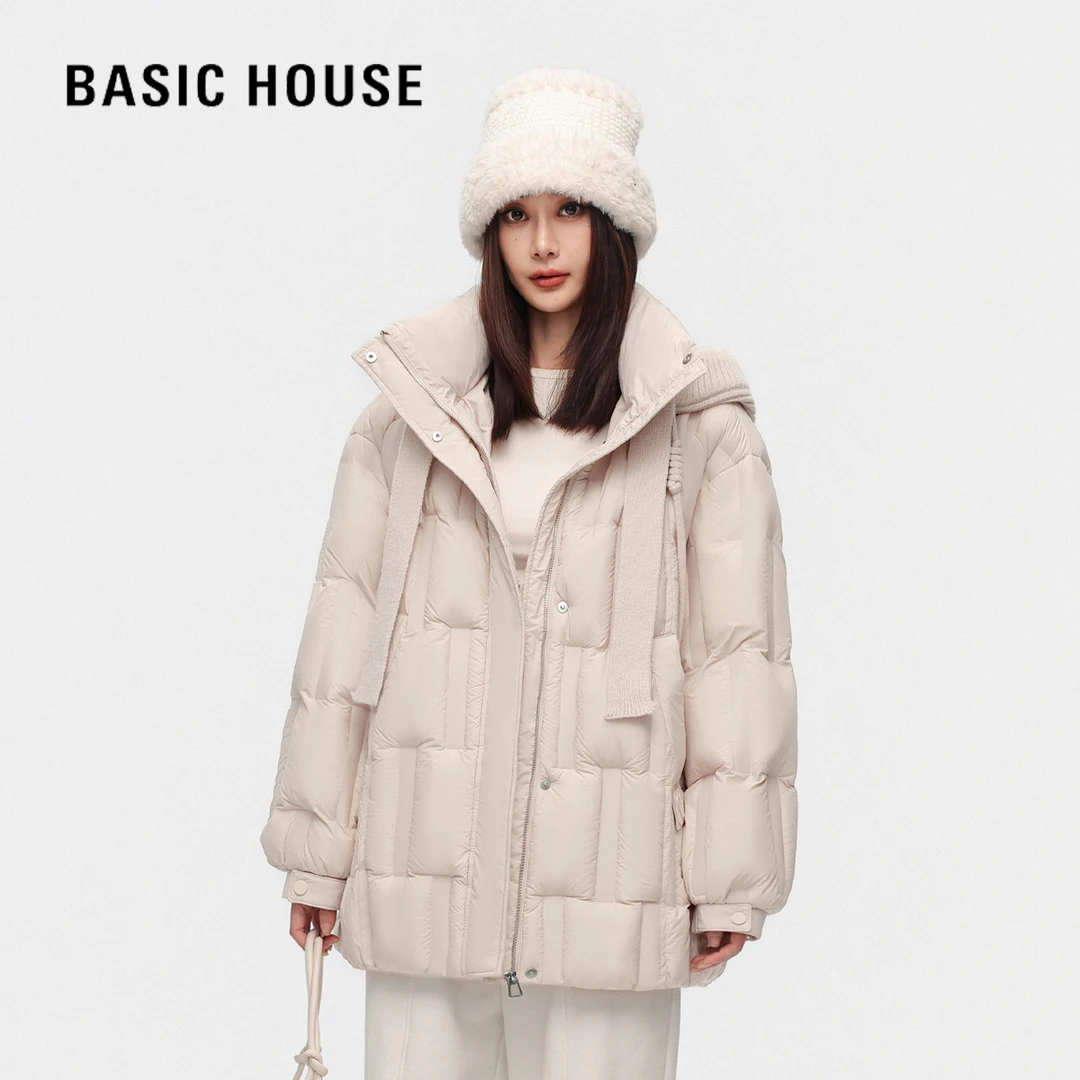 Basic House/百家好【店铺】秋冬新款保暖气质白鸭绒内胆羽绒服女款