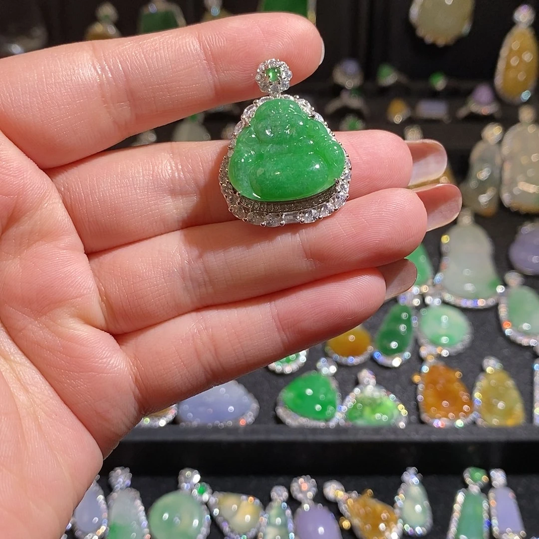 颈饰银S925镶嵌翡翠天然翡翠