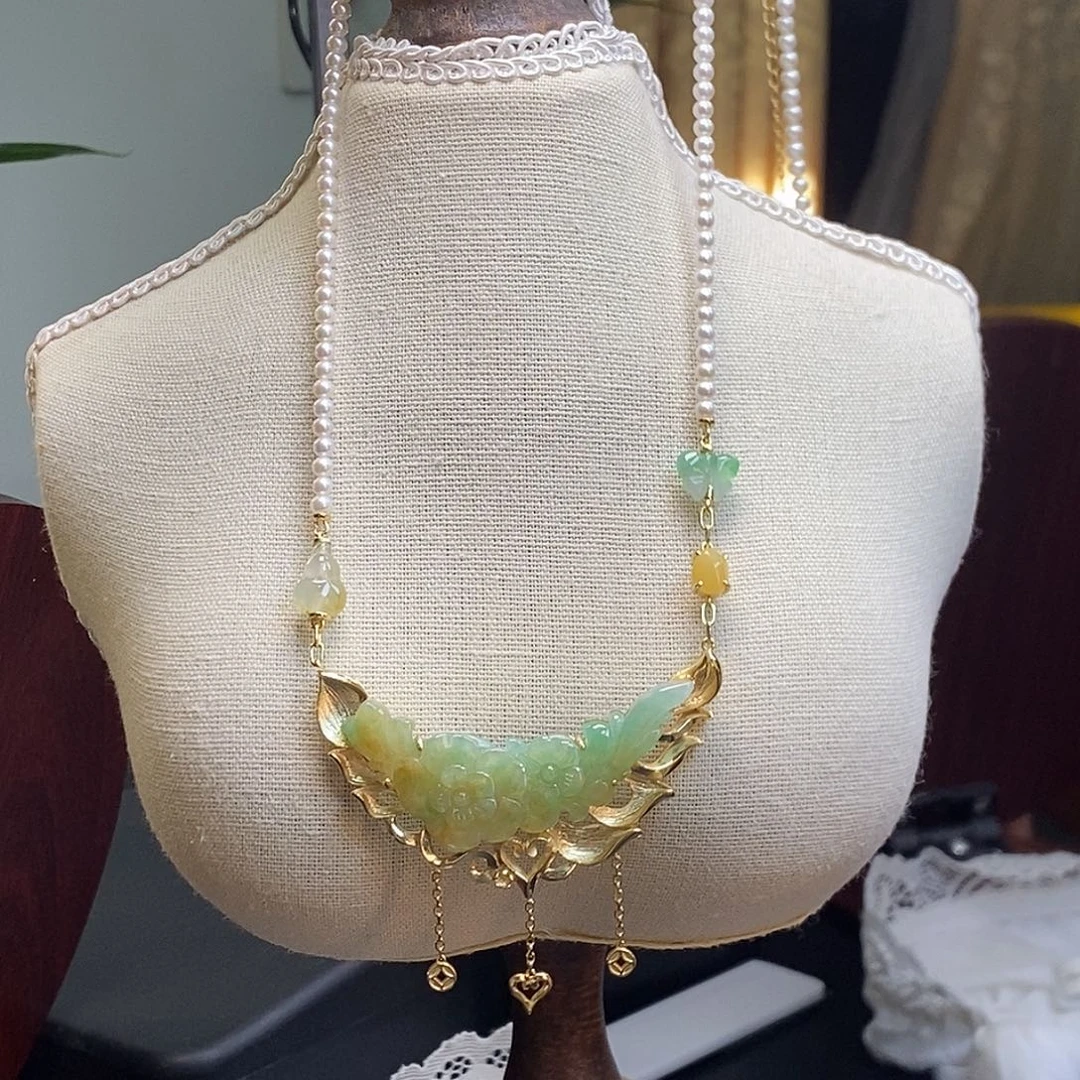 颈饰银S925镶嵌翡翠13653