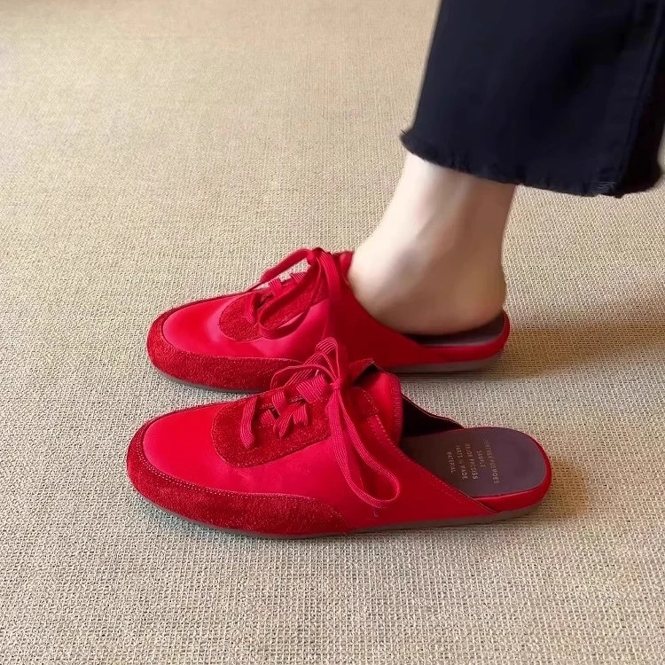 【DR官方正品】OMG！版2025新款法式小众软底气质女圆头系带拼色