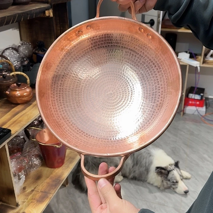 紫铜手工制作摆件干锅30口径