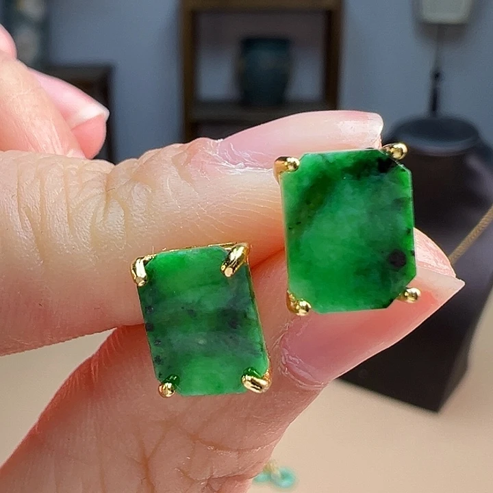 翡翠耳饰银S925镶嵌耳饰