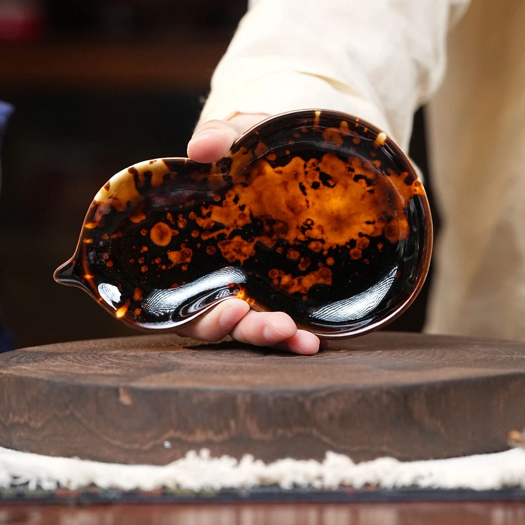 景德镇手作玳瑁釉葫芦杯垫